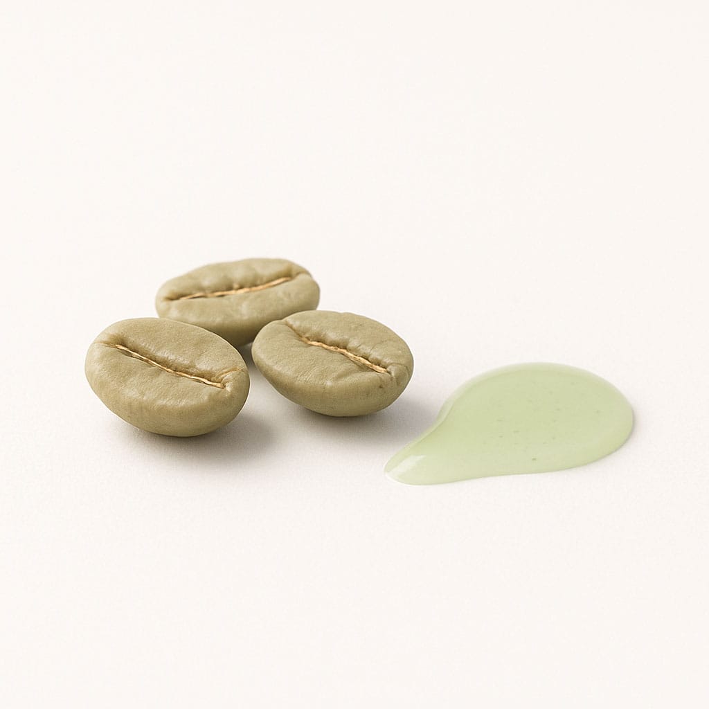 Close-up of Green Coffee Extract on white background, Purecontour.