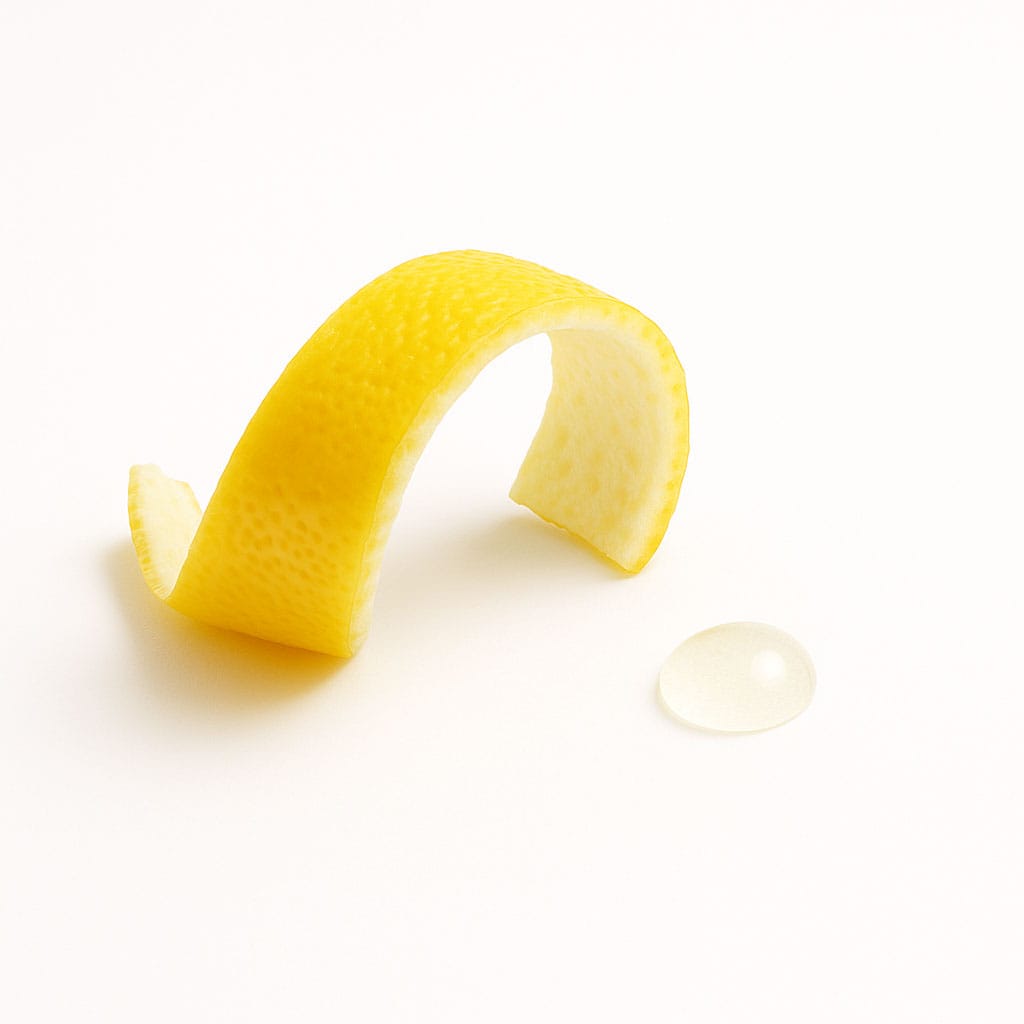 Close-up of Lemon Peel Extract on white background, Purecontour.