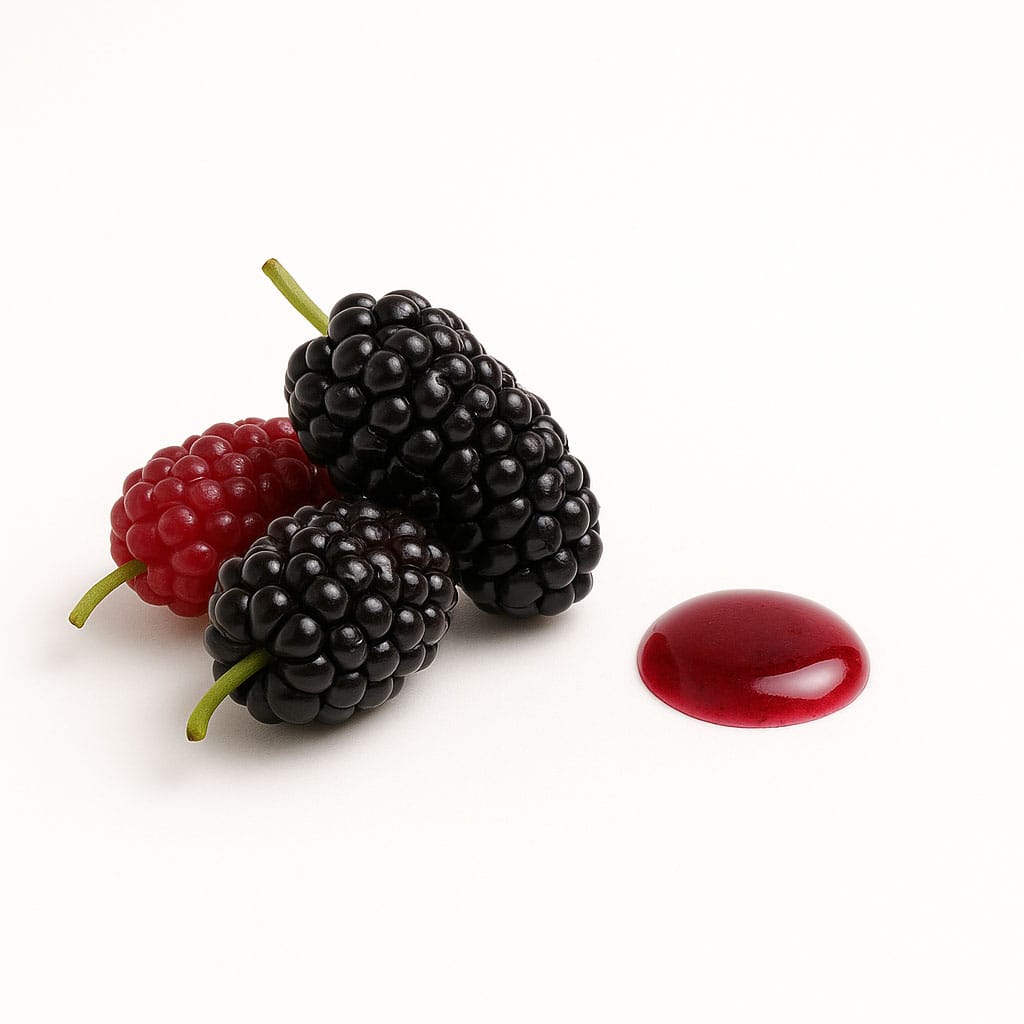 Close-up of Mulberry Extract on white background, Purecontour.