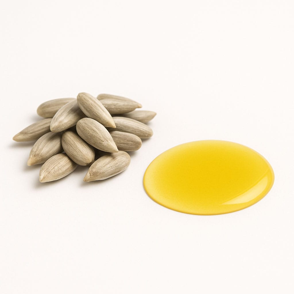 Close-up of Sunflower Seed Oil on white background, Purecontour.
