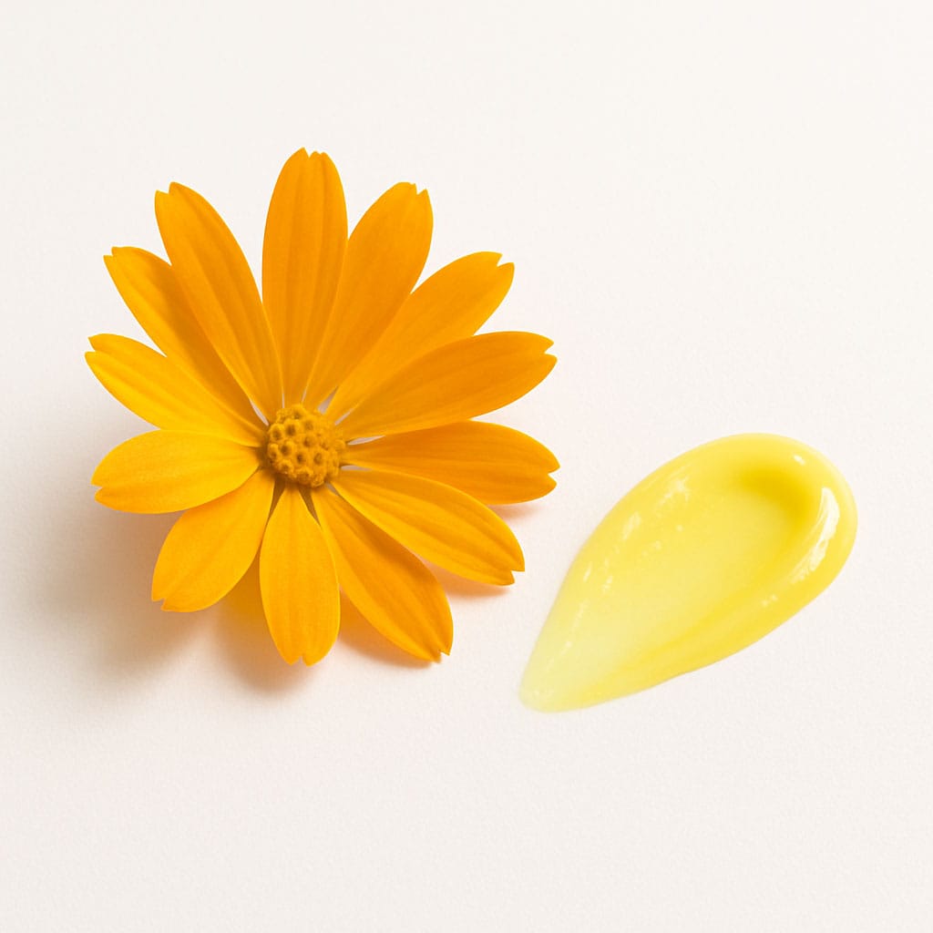 Close-up of Calendula Extract on white background, Purecontour.