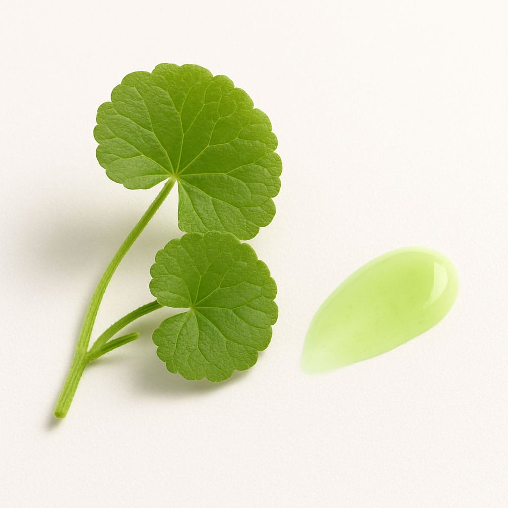 Close-up of Centella Asiatica on white background, Purecontour.