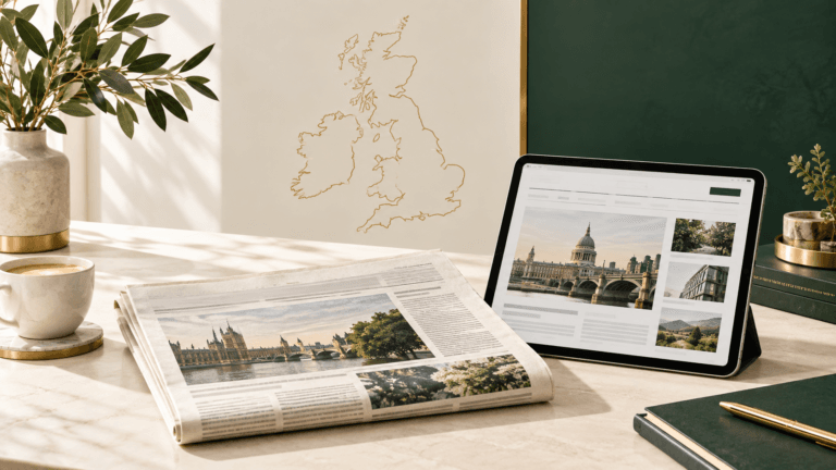 British newspaper and digital community news display
