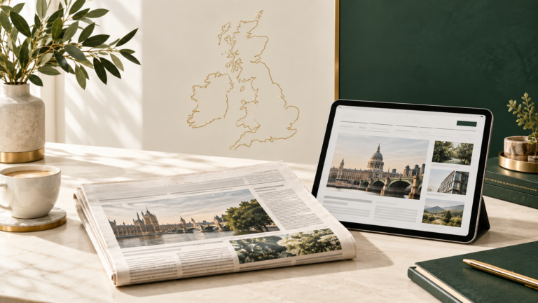 British newspaper and digital community news display